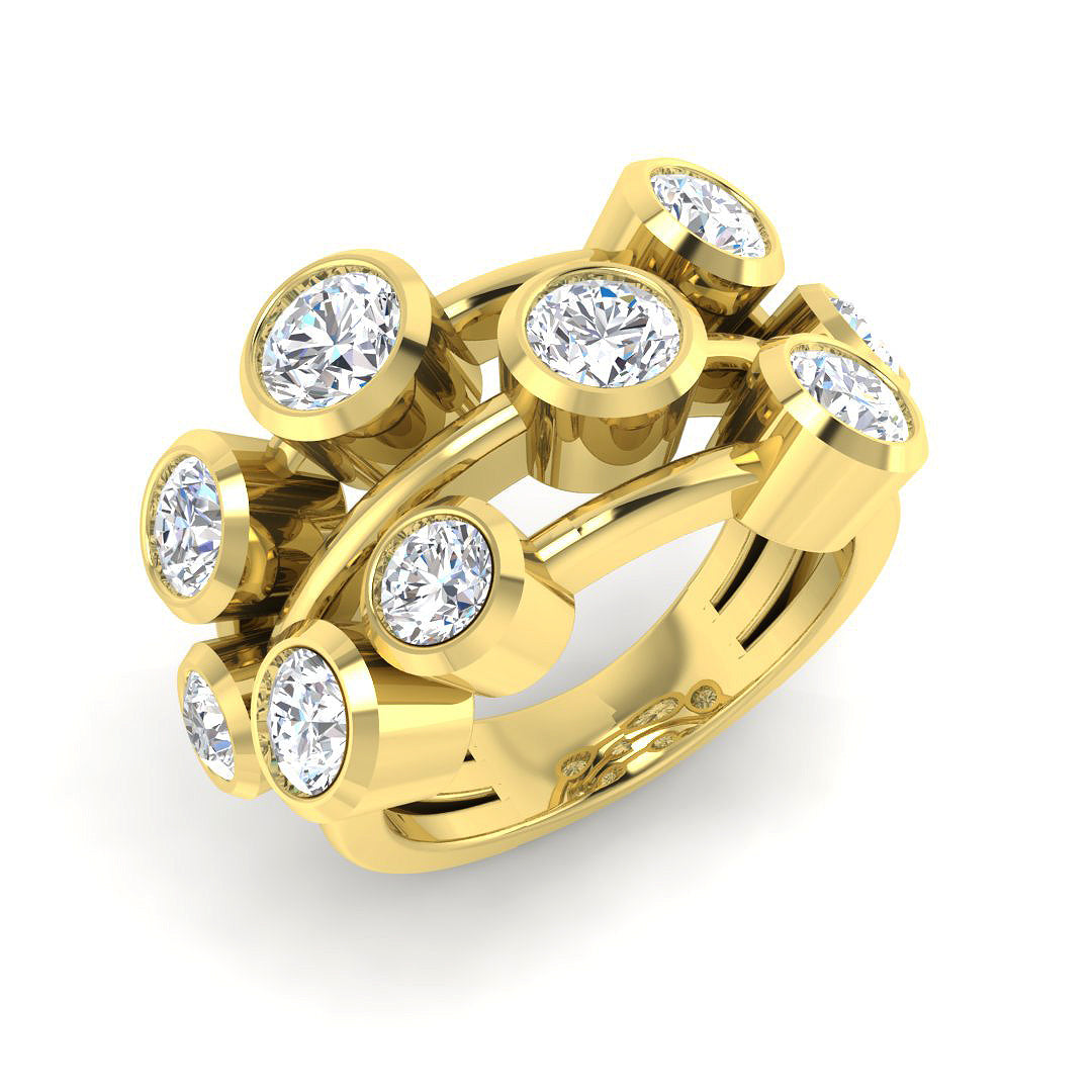Bubble Diamond Ring 3.02ct – SR3942 – 18k Yellow Gold