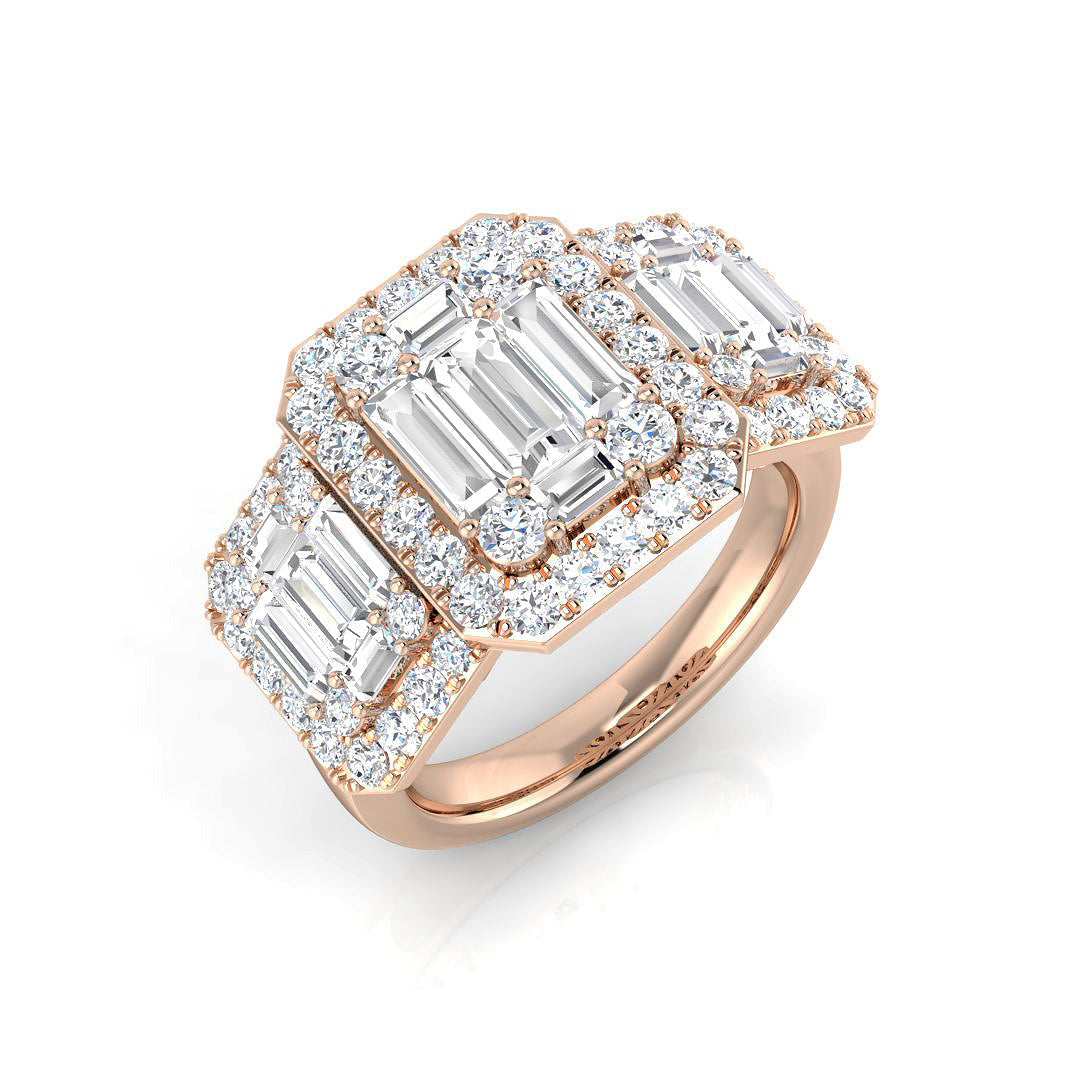 Baguette & Brilliant Diamond Ring 0.44ct–2.23ct – SR394 – 18k Rose Gold