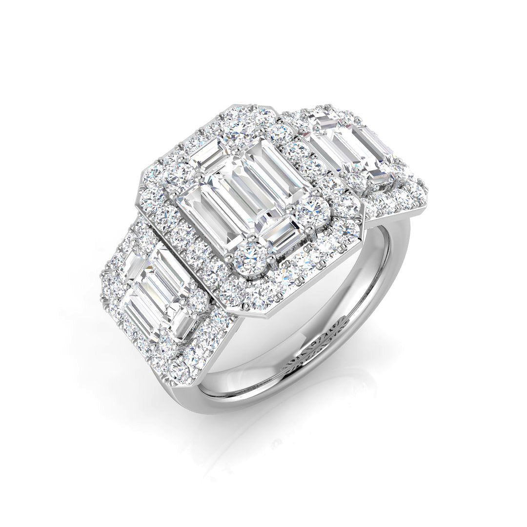 Baguette & Brilliant Diamond Ring 0.44ct–2.23ct – SR394 – 18k White Gold