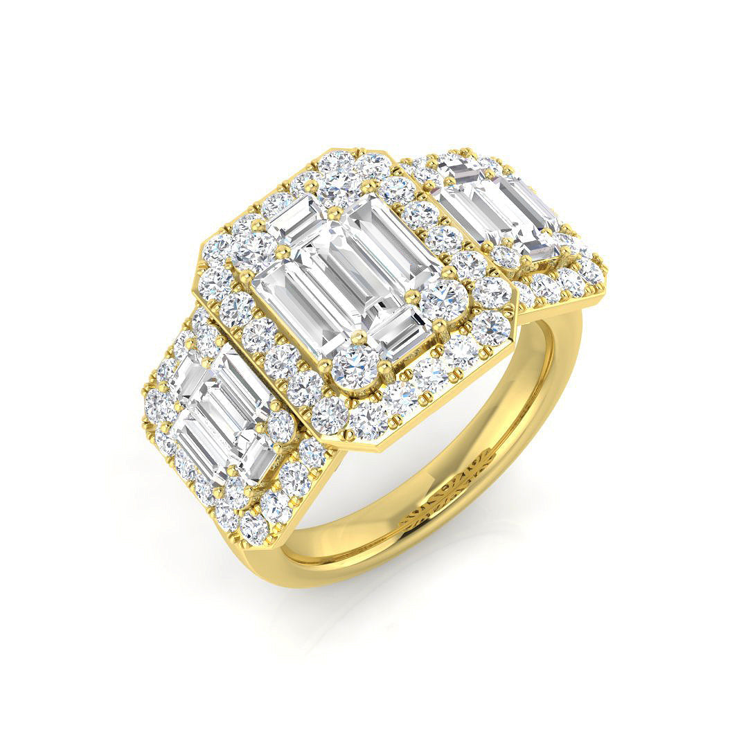 Baguette & Brilliant Diamond Ring 0.44ct–2.23ct – SR394 – 18k Yellow Gold