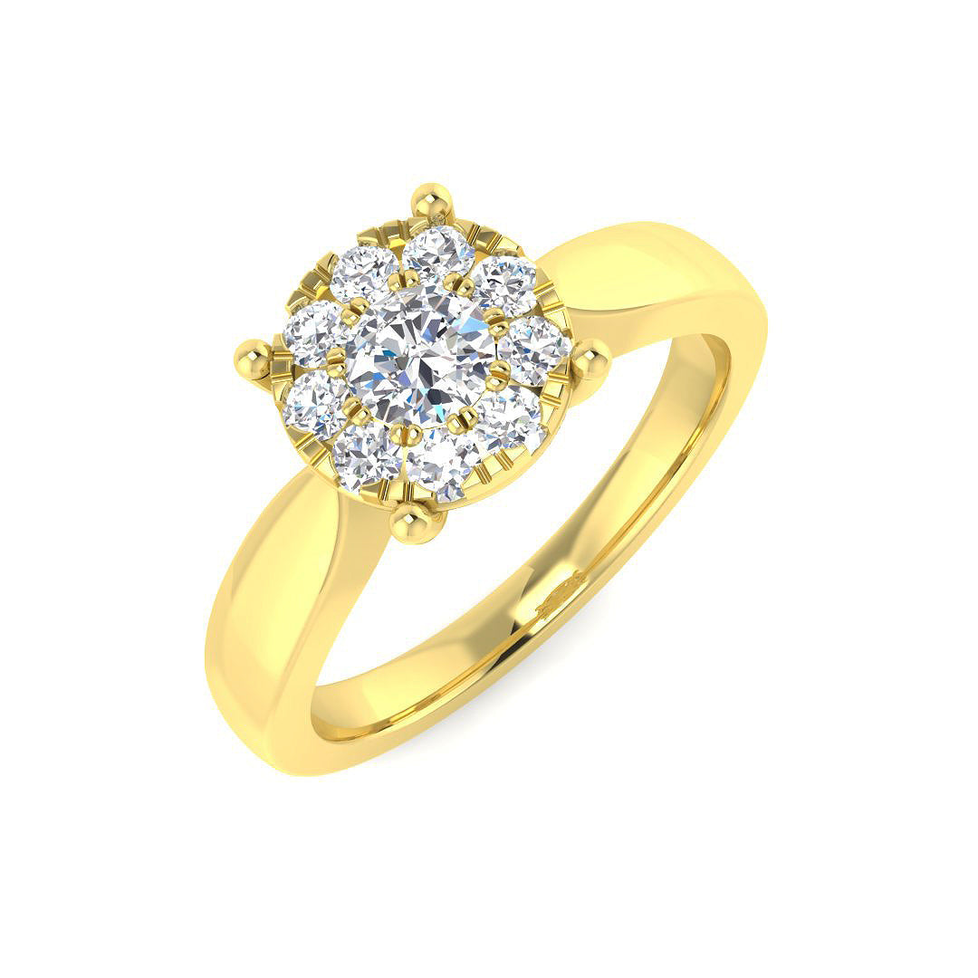 Cluster Diamond Ring 0.32ct–1.03ct – SR681 – 18k Yellow Gold