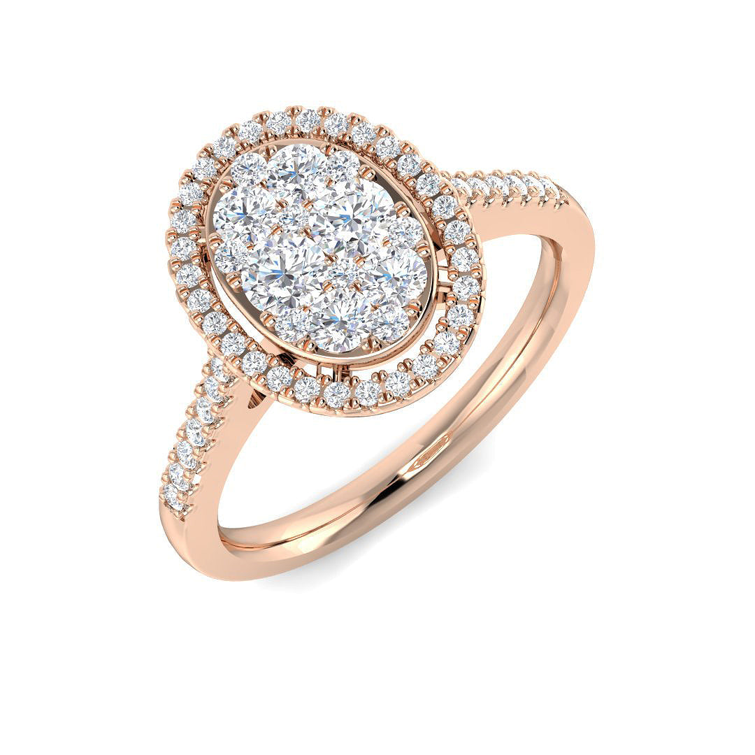 Cluster Diamond Ring 0.62ct – SR3998 – 18k Rose Gold