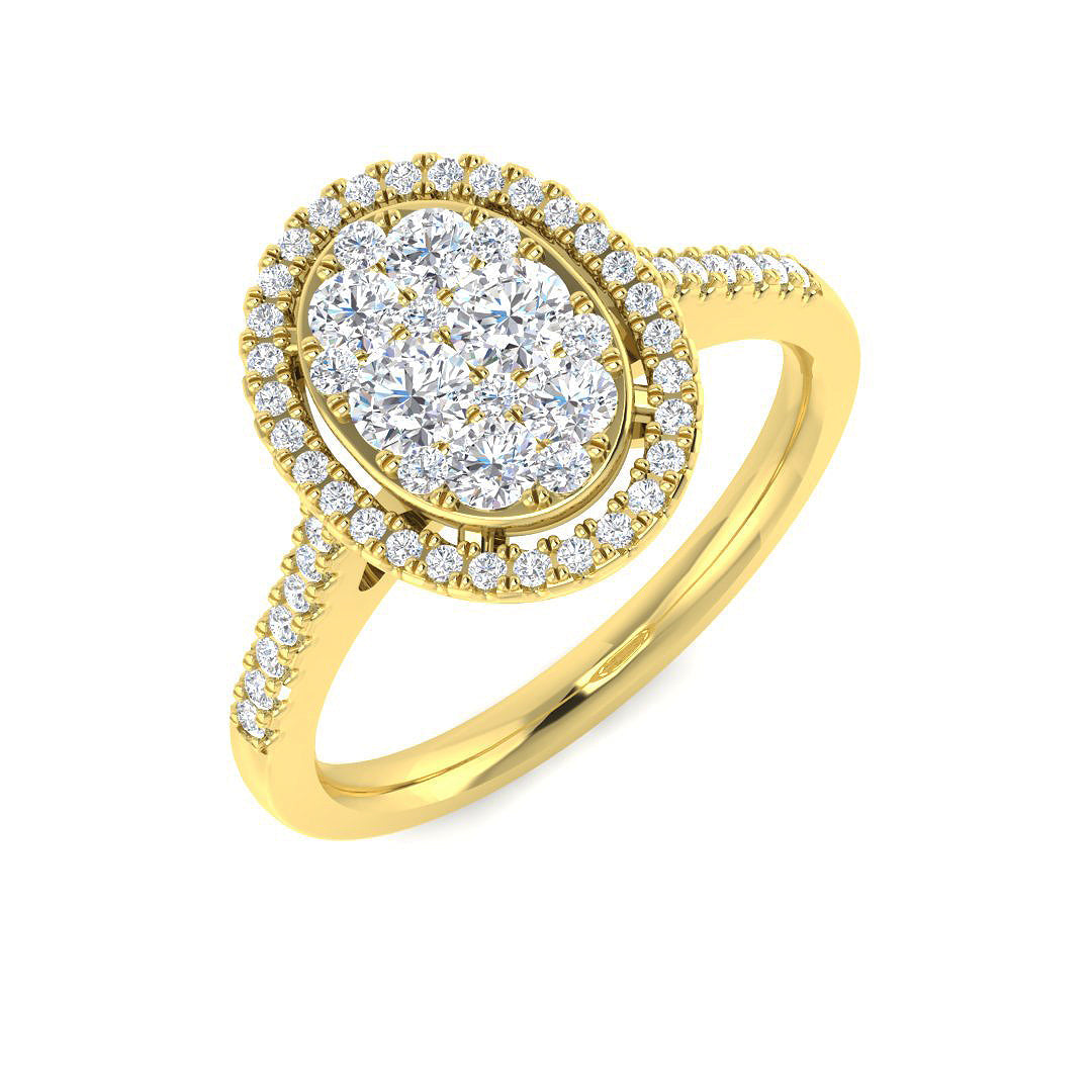 Cluster Diamond Ring 0.62ct – SR3998 – 18k Yellow Gold