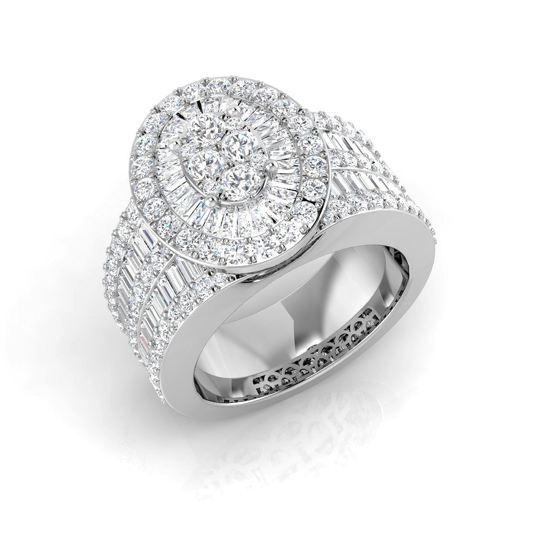 Baguette & Brilliant Diamond Ring 3.04ct – SR402 – 18k White Gold