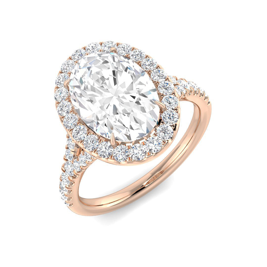 Halo Lab-Grown Diamond Ring 1.16ct–4.78ct – SR3784 – 18k Rose Gold