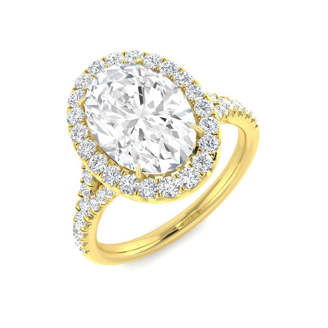 Halo Lab-Grown Diamond Ring 1.16ct–4.78ct – SR3784 – 18k Yellow Gold