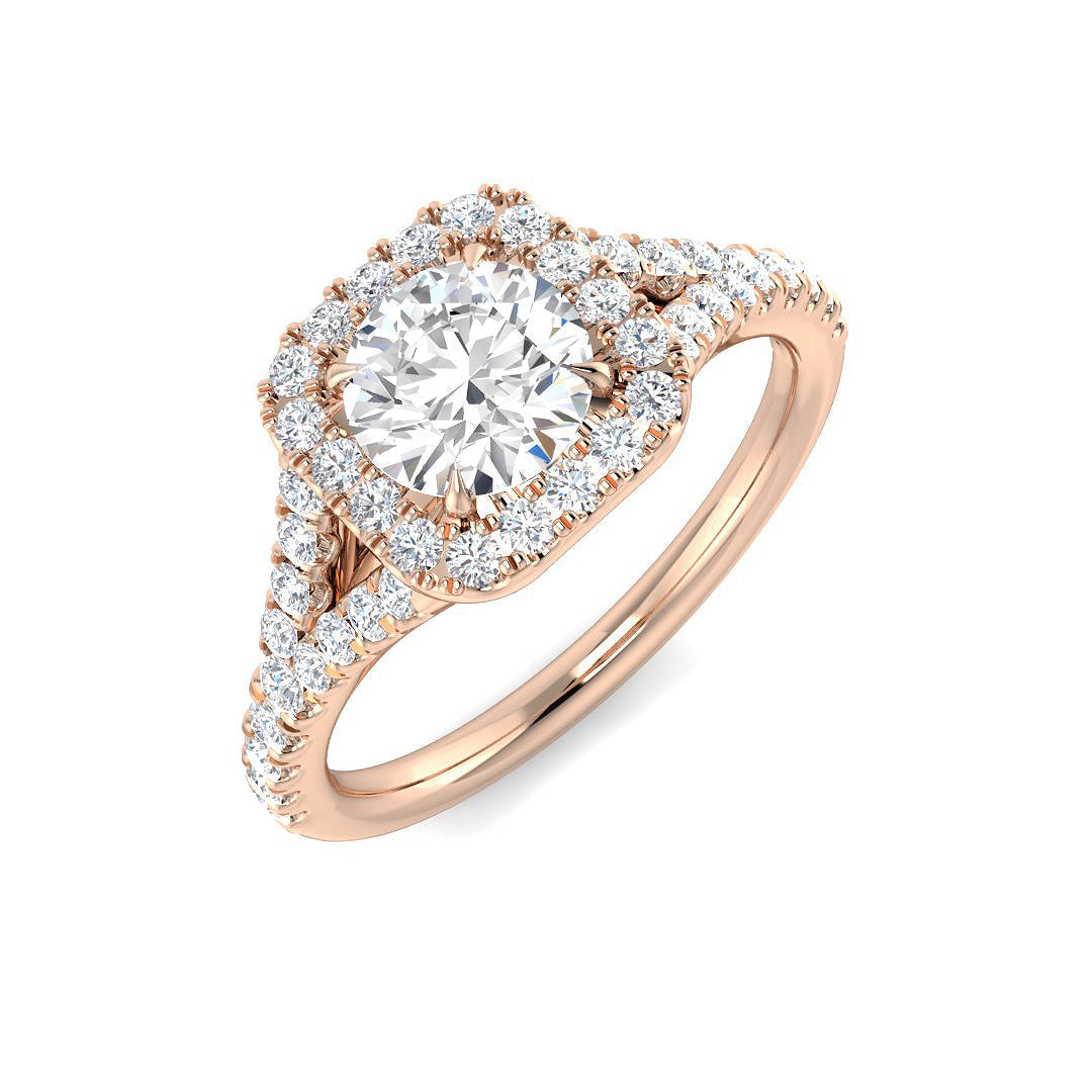Halo Lab-Grown Diamond Ring 1.12ct–2.1ct – SR3812 – 18k Rose Gold