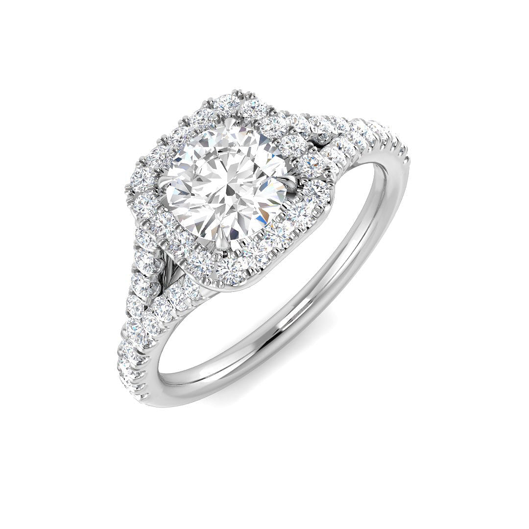 Halo Lab-Grown Diamond Ring 1.12ct–2.1ct – SR3812 – 18k White Gold
