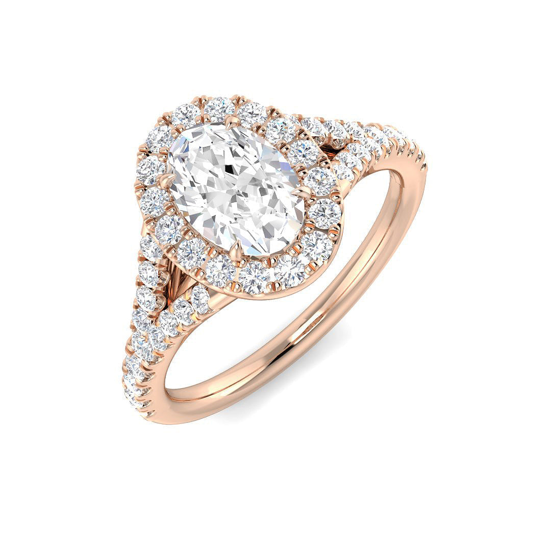 Halo Lab-Grown Diamond Ring 1.16ct–4.78ct – SR3784 – 18k Rose Gold
