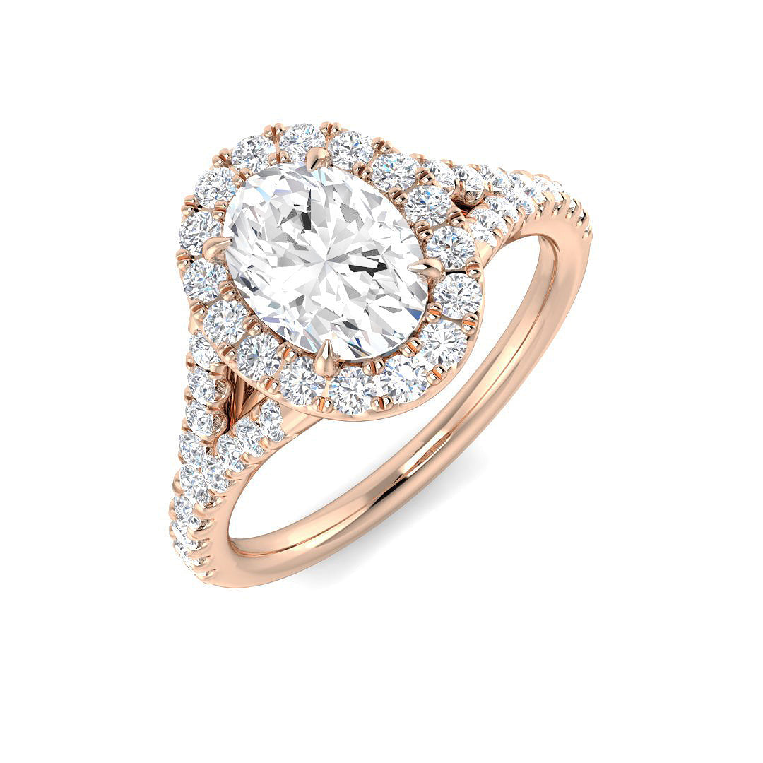 Halo Lab-Grown Diamond Ring 1.16ct–4.78ct – SR3784 – 18k Rose Gold