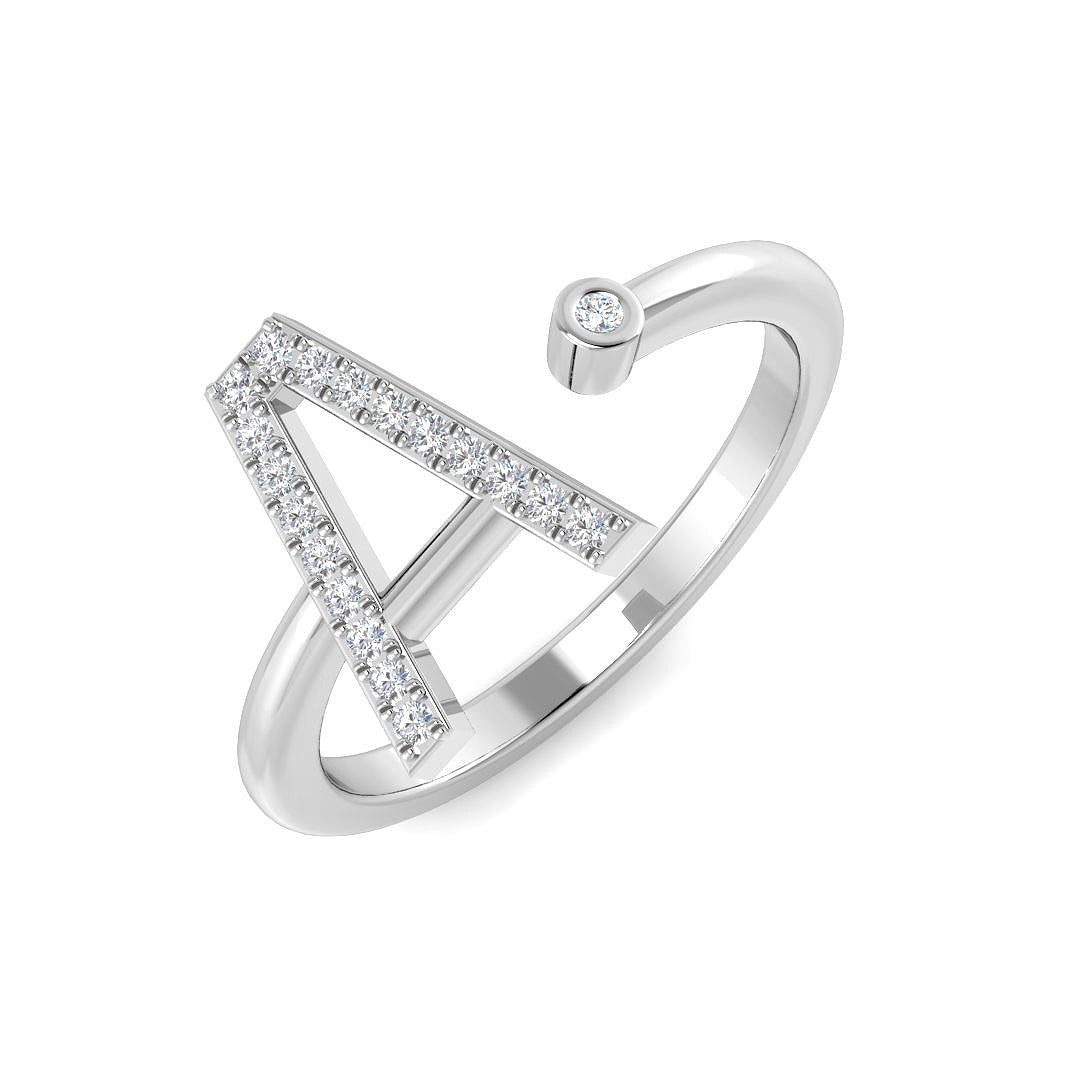 Initials Diamond Ring 0.11ct – SR4067-A – 18k White Gold