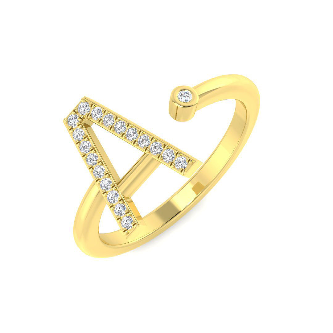 Initials Diamond Ring 0.11ct – SR4067-A – 18k Yellow Gold