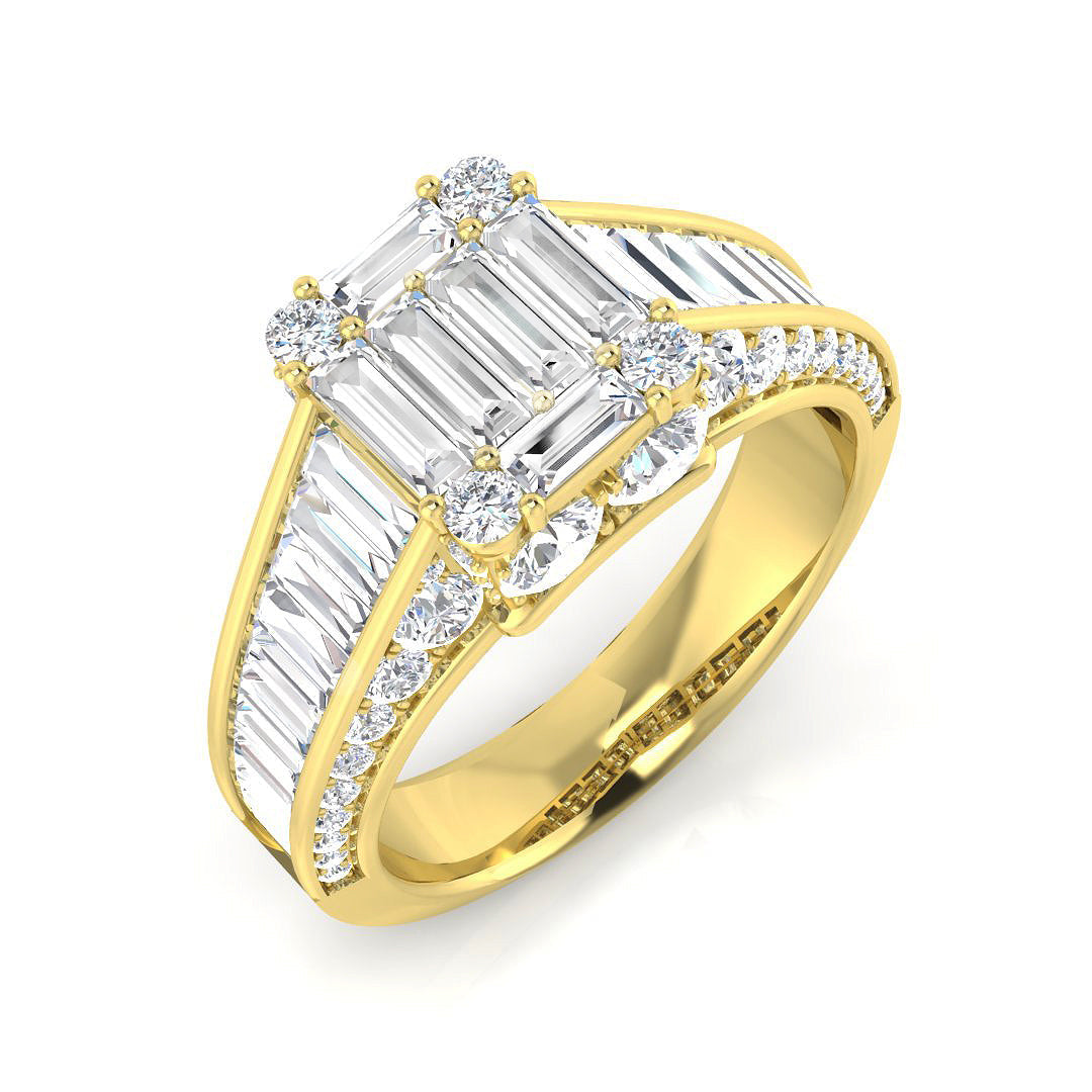 Baguette & Brilliant Diamond Ring 2.6ct–3.13ct – SR406 – 18k Yellow Gold