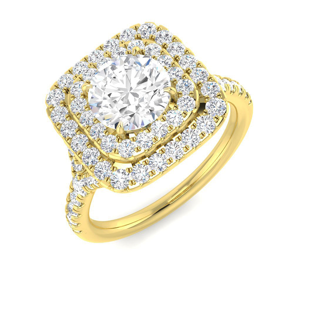 Halo Lab-Grown Diamond Ring 1.81ct – SR4115 – 18k Yellow Gold