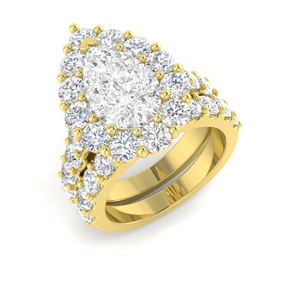 Halo Lab-Grown Diamond Ring 5.93ct–7.24ct – SR4117 – 18k Yellow Gold