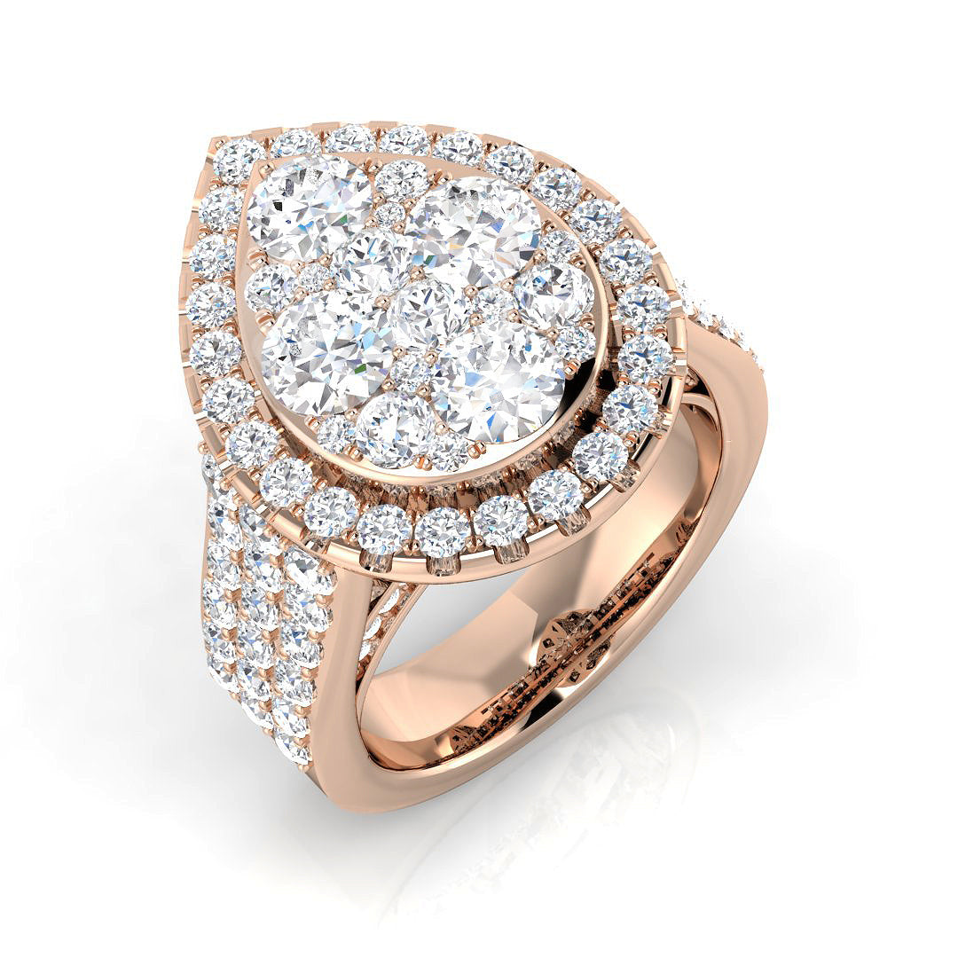 Cluster Diamond Ring 3.05ct–3.67ct – SR414 – 18k Rose Gold