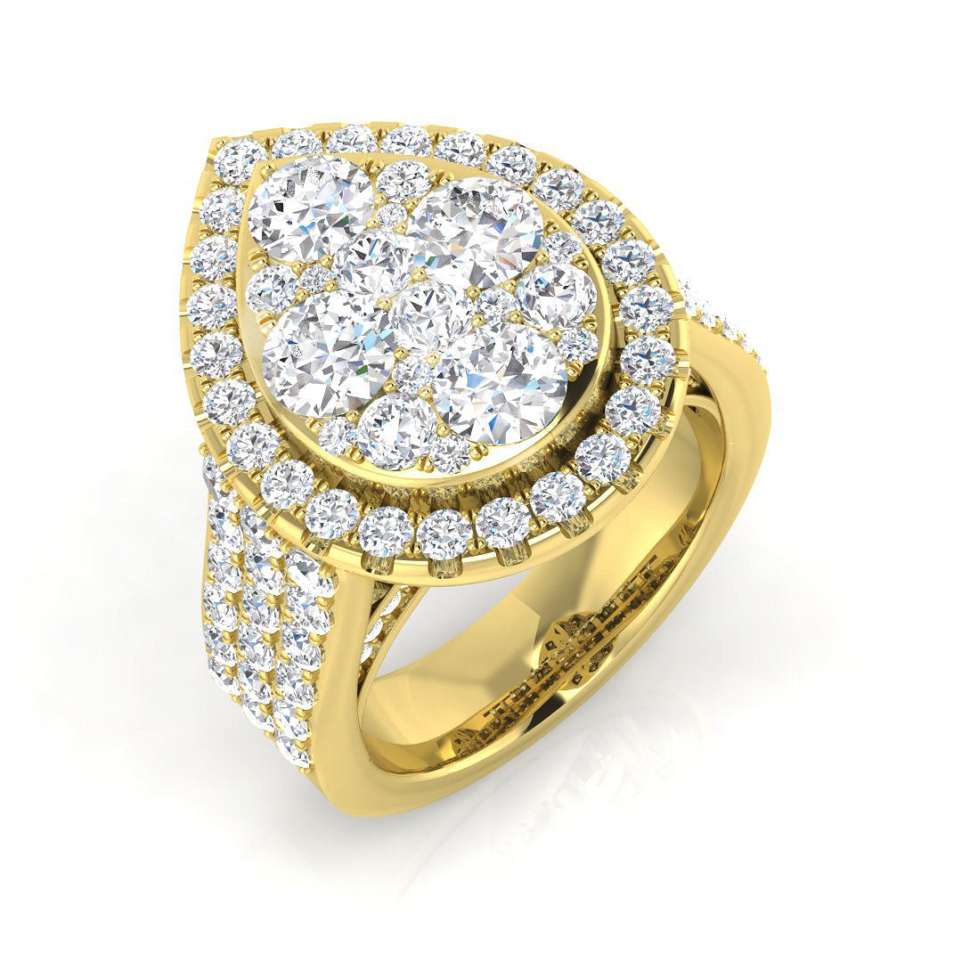 Cluster Diamond Ring 3.05ct–3.67ct – SR414 – 18k Yellow Gold