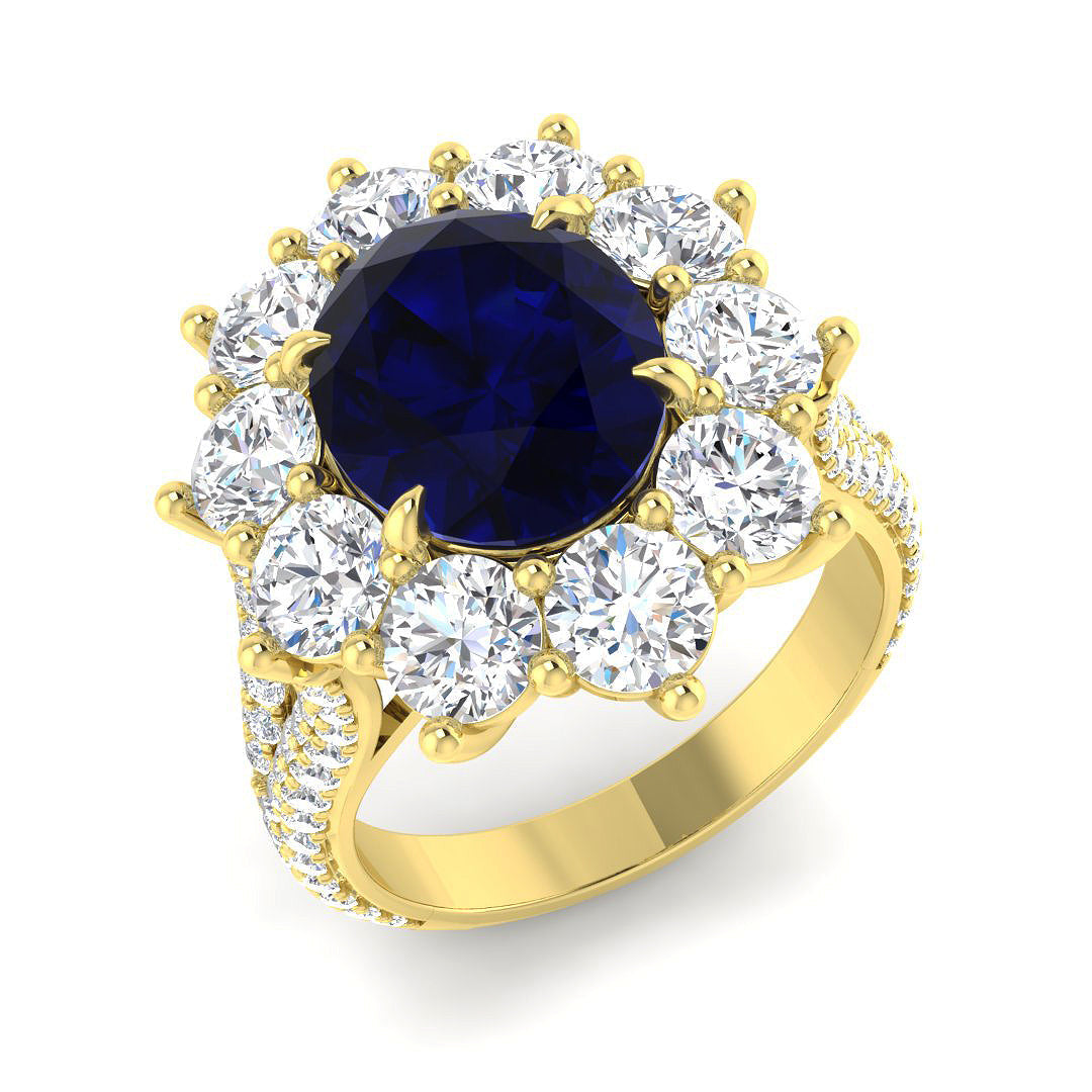 Fancy Lab-Grown Diamond Ring 4.69ct–9.48ct – SR4170~BS – 18k Yellow Gold