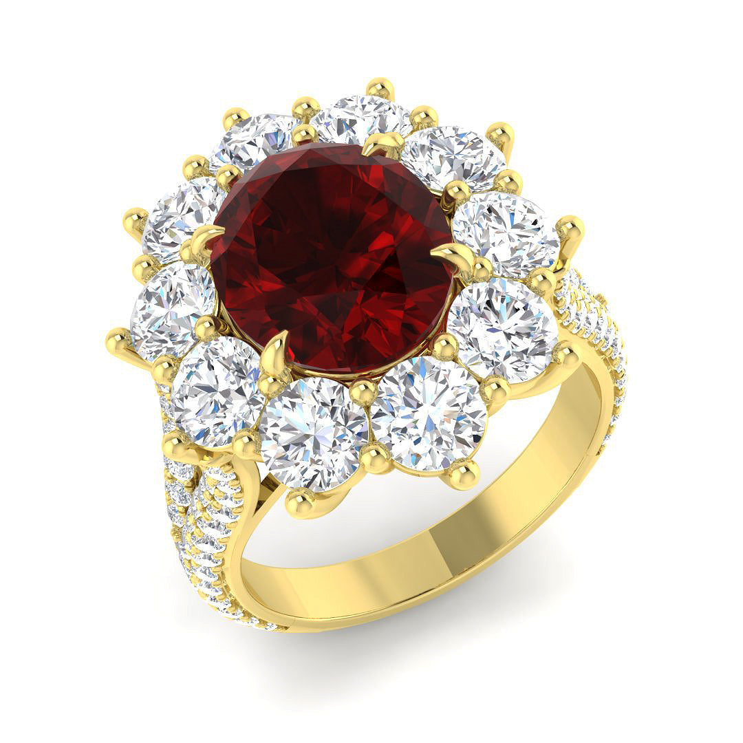 Cluster Lab-Grown Diamond Ring 5.0ct–9.31ct – SR4170~RY – 18k Yellow Gold