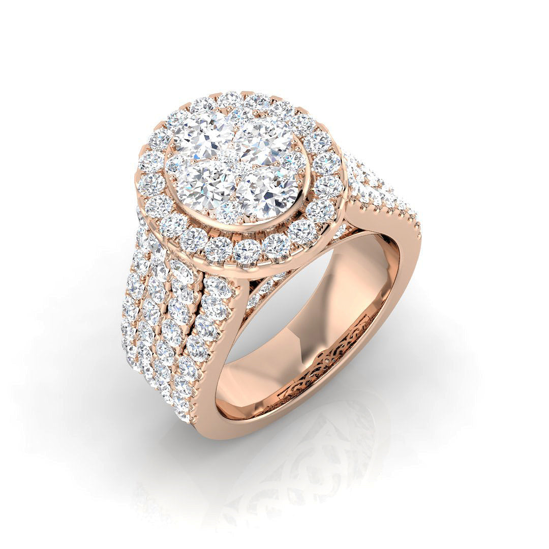 Cluster Diamond Ring 3.29ct–3.51ct – SR417 – 18k Rose Gold