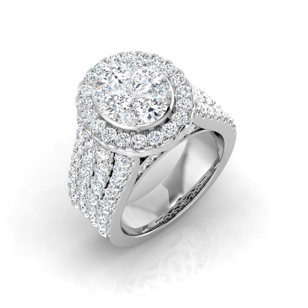 Cluster Diamond Ring 3.29ct–3.51ct – SR417 – 18k White Gold