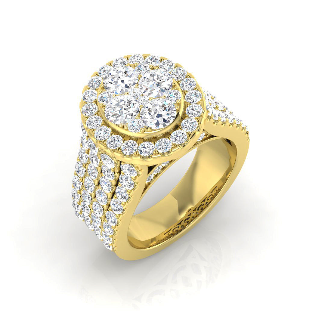 Cluster Diamond Ring 3.29ct–3.51ct – SR417 – 18k Yellow Gold