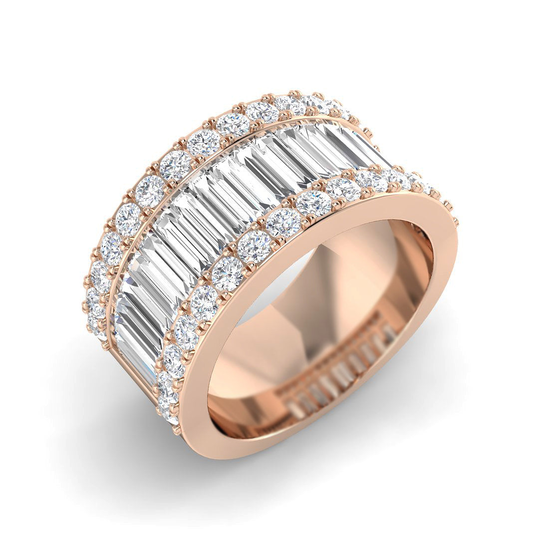 Baguette & Brilliant Diamond Ring 2.4ct – SR4190 – 18k Rose Gold