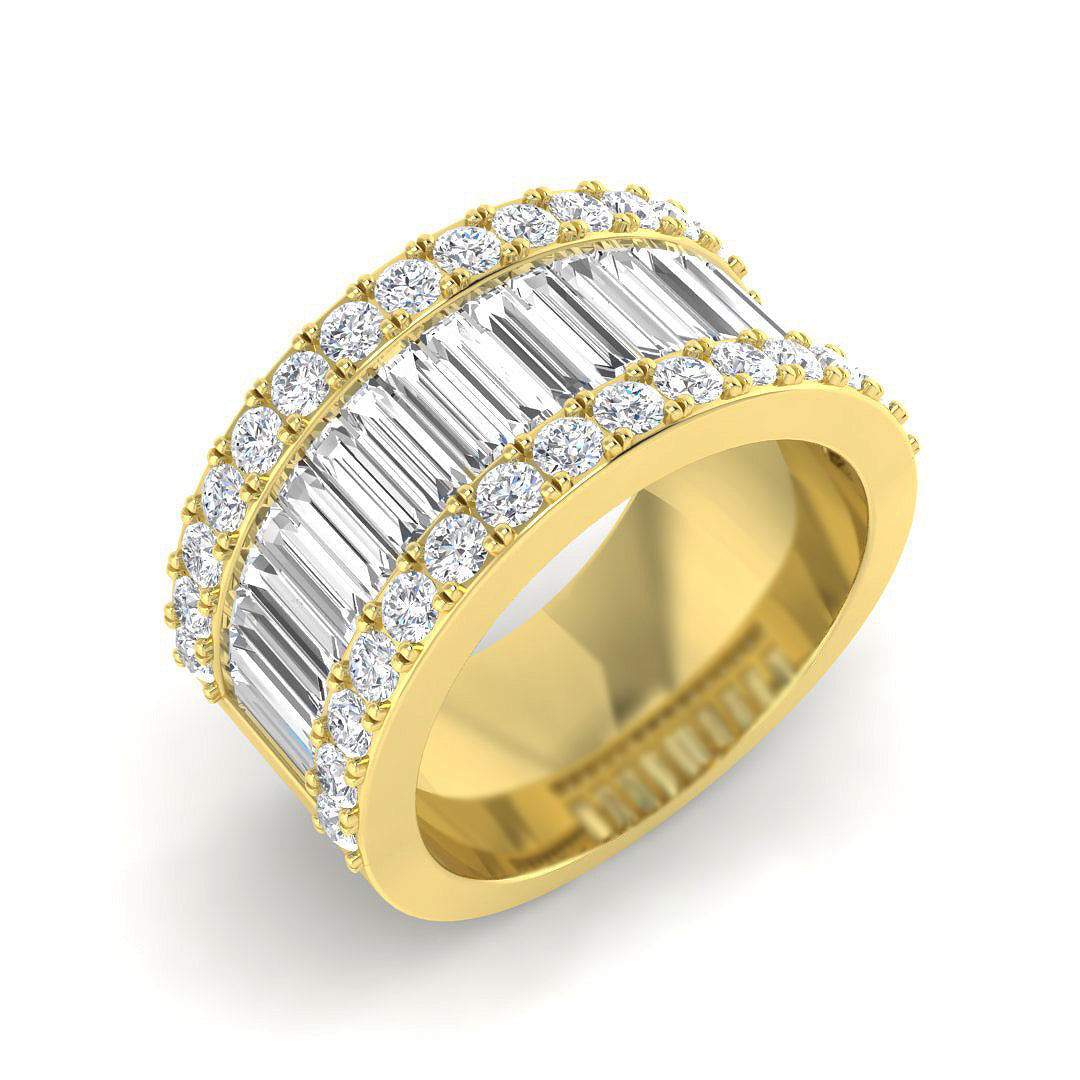 Baguette & Brilliant Diamond Ring 2.4ct – SR4190 – 18k Yellow Gold