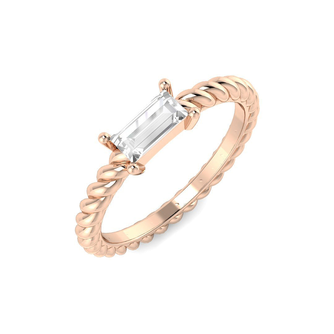 Baguette & Brilliant Lab-Grown Diamond Ring 0.34ct – SR4222 – 18k Rose Gold