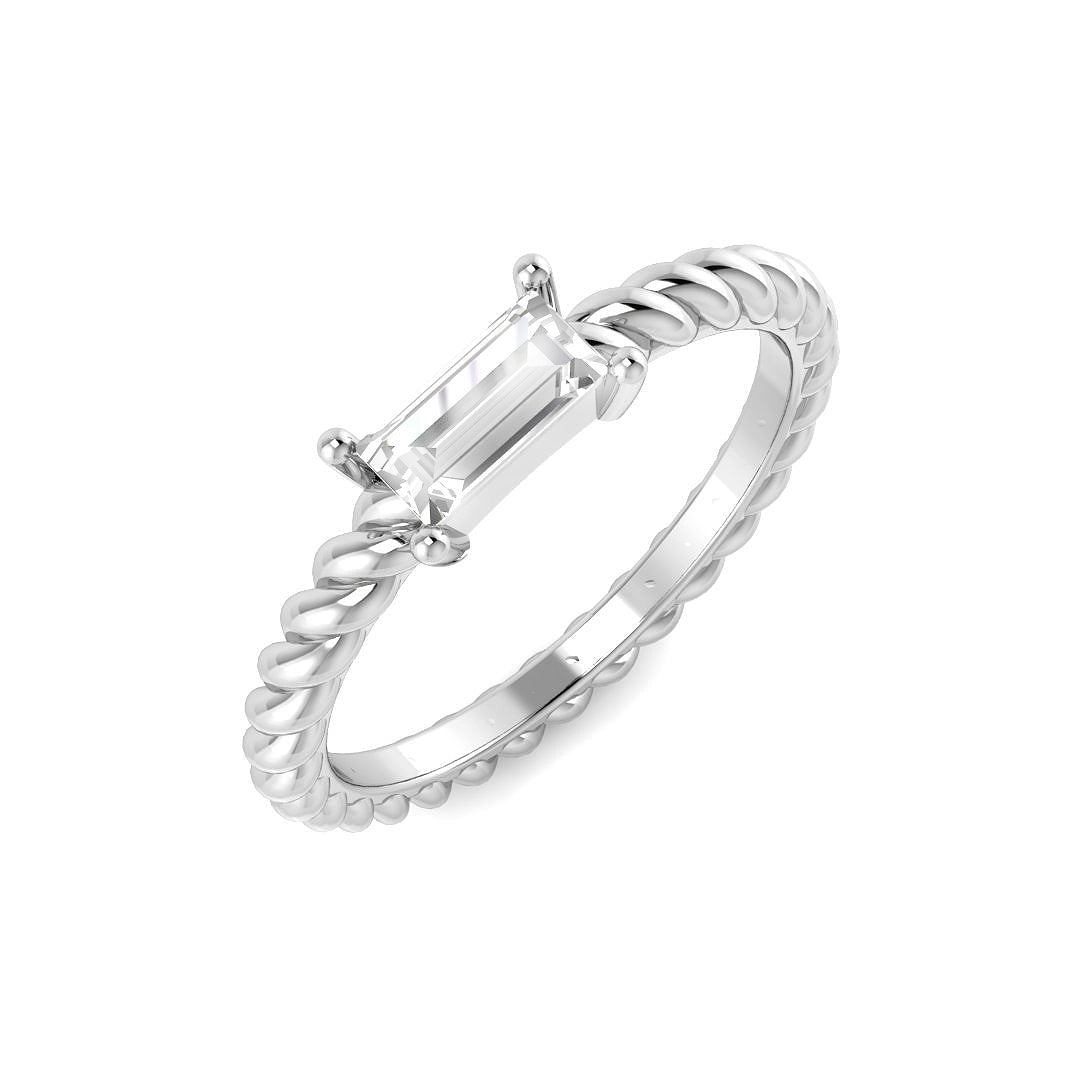 Baguette & Brilliant Lab-Grown Diamond Ring 0.34ct – SR4222 – 18k White Gold