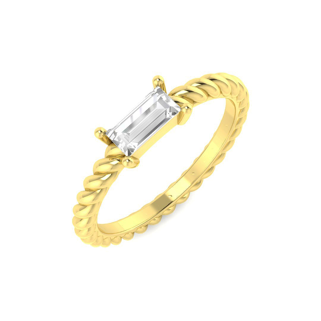 Baguette & Brilliant Lab-Grown Diamond Ring 0.34ct – SR4222 – 18k Yellow Gold