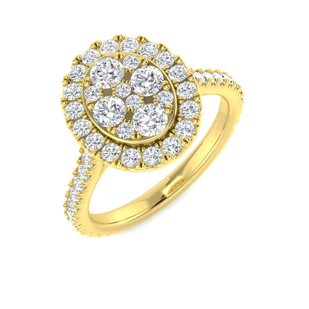 Cluster Diamond Ring 0.45ct–1.06ct – SR4250 – 18k Yellow Gold