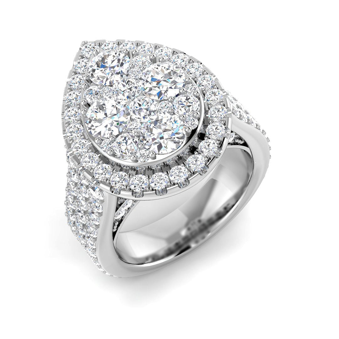 Cluster Diamond Ring 3.05ct–3.67ct – SR414 – 18k White Gold