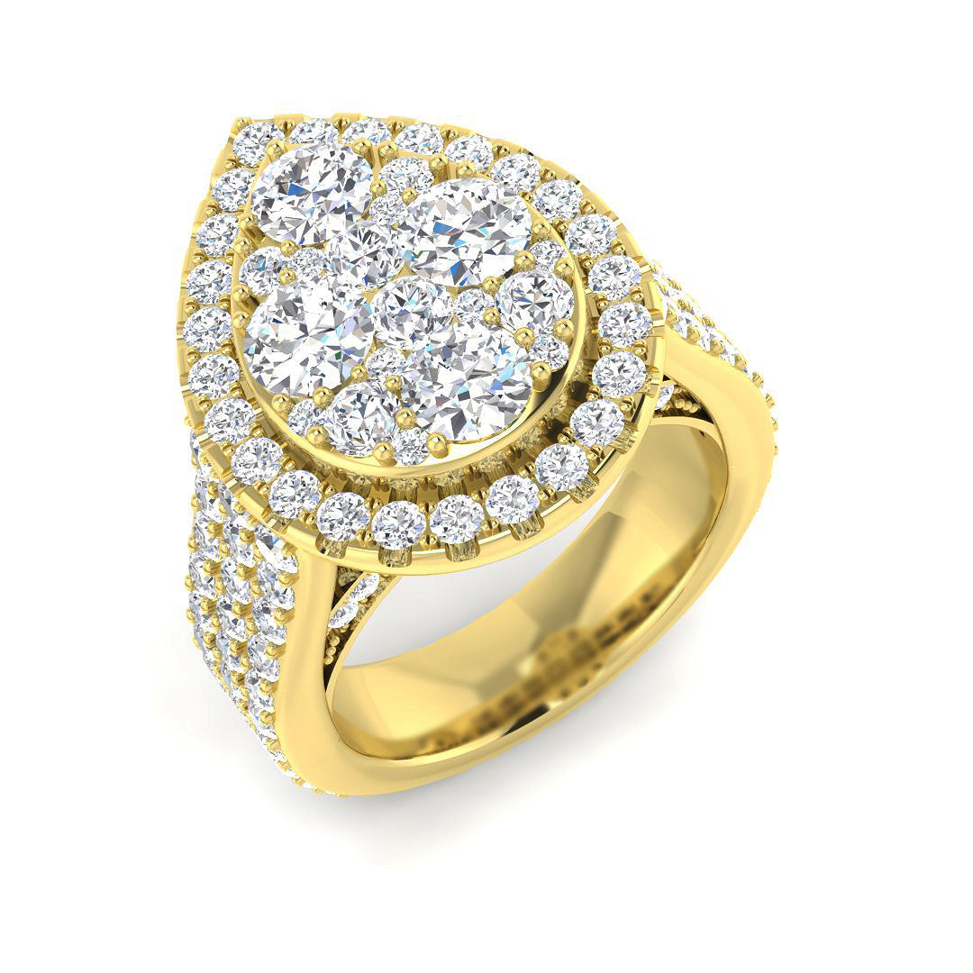 Cluster Diamond Ring 3.05ct–3.67ct – SR414 – 18k Yellow Gold