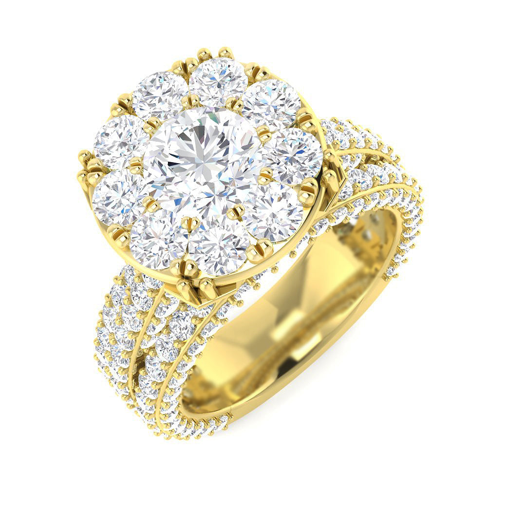 Cluster Lab-Grown Diamond Ring 4.08ct – SR4282 – 18k Yellow Gold