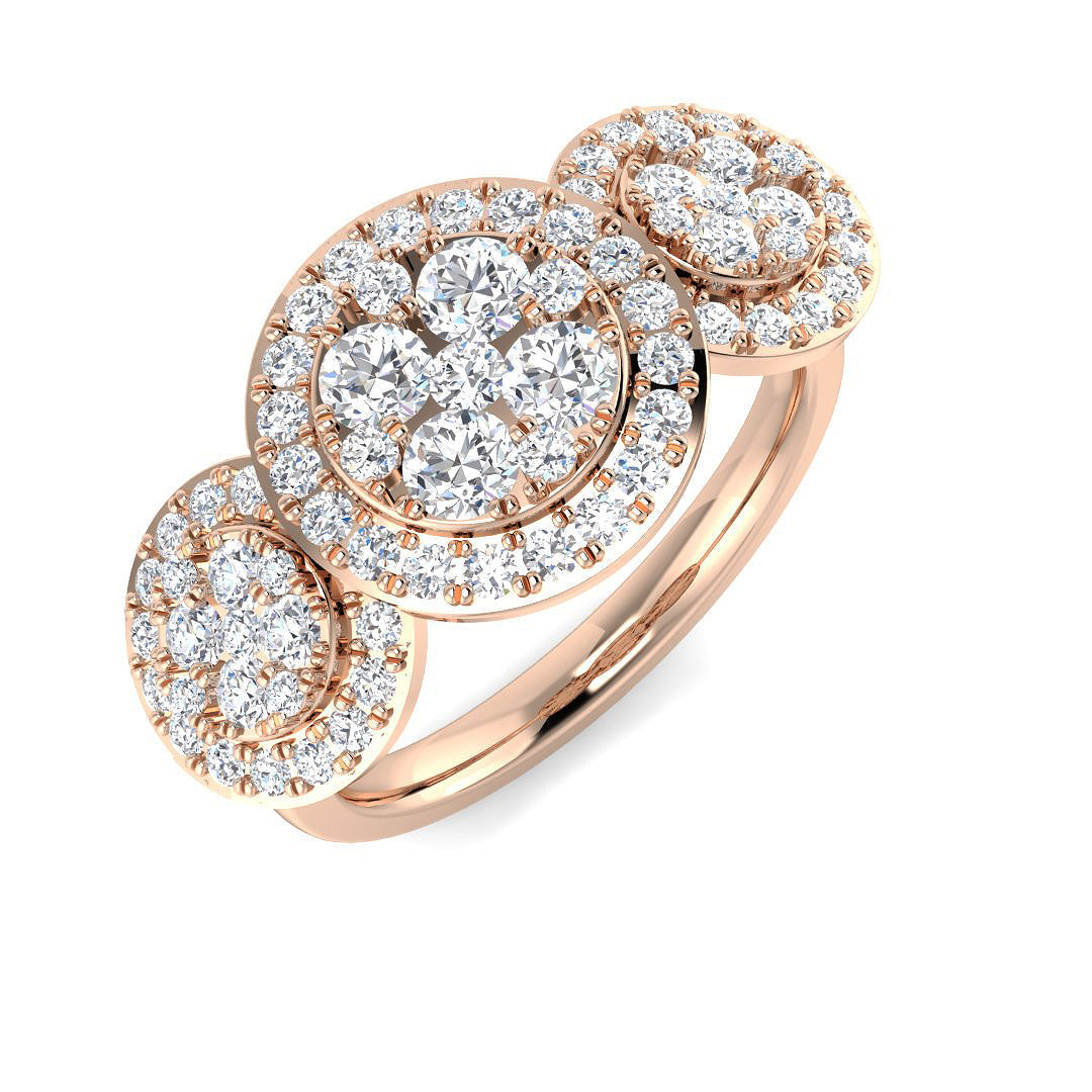 Three Stone Diamond Ring 0.47ct–0.99ct – SL8431 – 18k Rose Gold