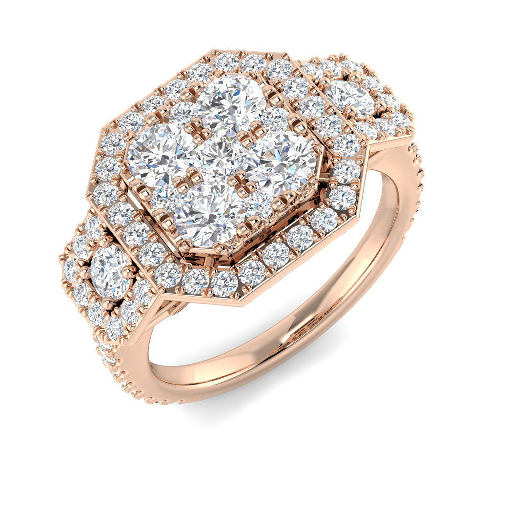 Three Stone Diamond Ring 0.61ct–1.57ct – SR4288 – 18k Rose Gold