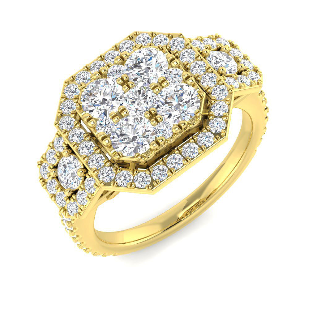 Three Stone Diamond Ring 0.61ct–1.57ct – SR4288 – 18k Yellow Gold