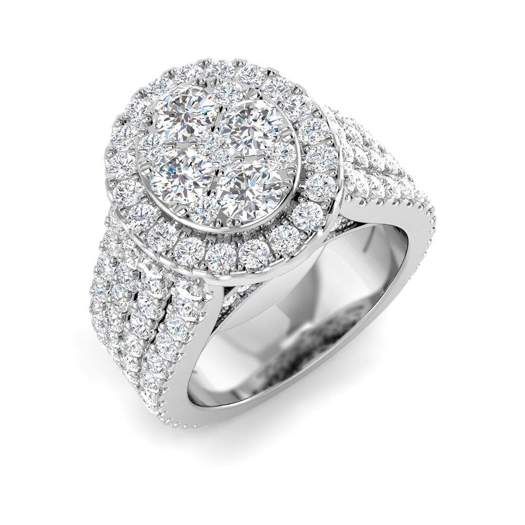 Cluster Diamond Ring 3.29ct–3.51ct – SR417 – 18k White Gold