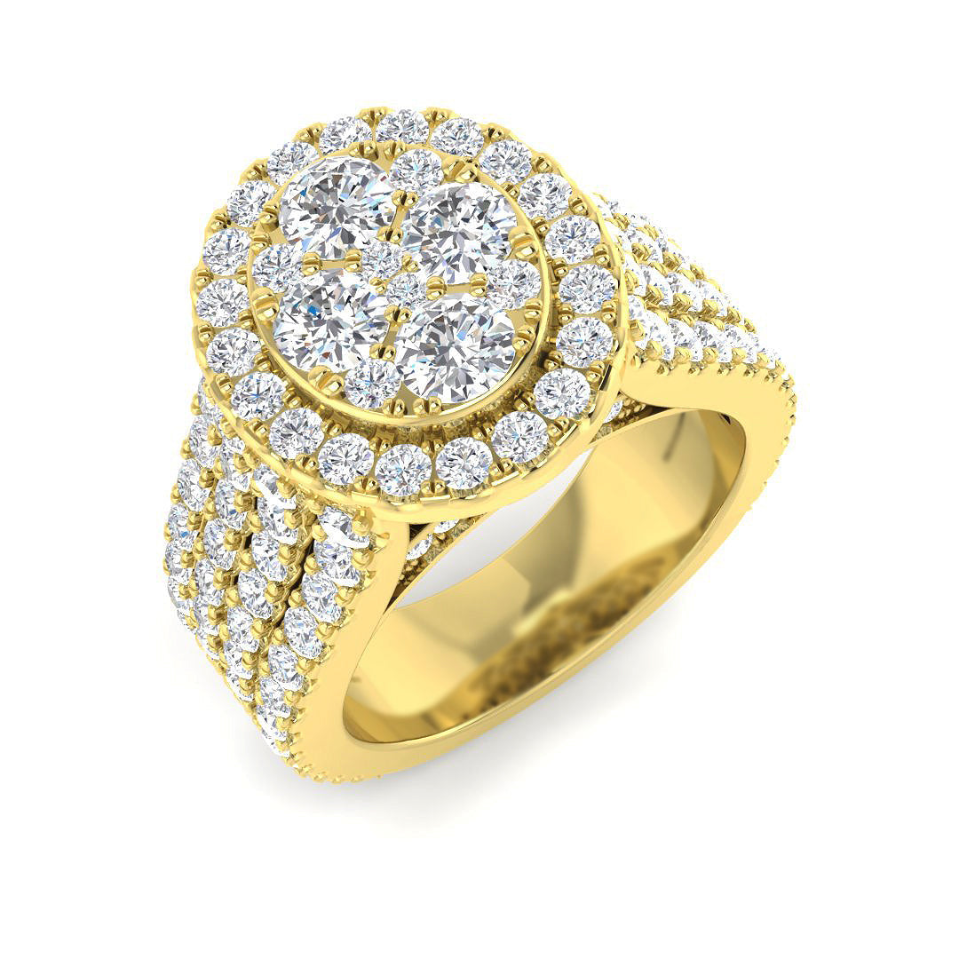 Cluster Diamond Ring 3.29ct–3.51ct – SR417 – 18k Yellow Gold