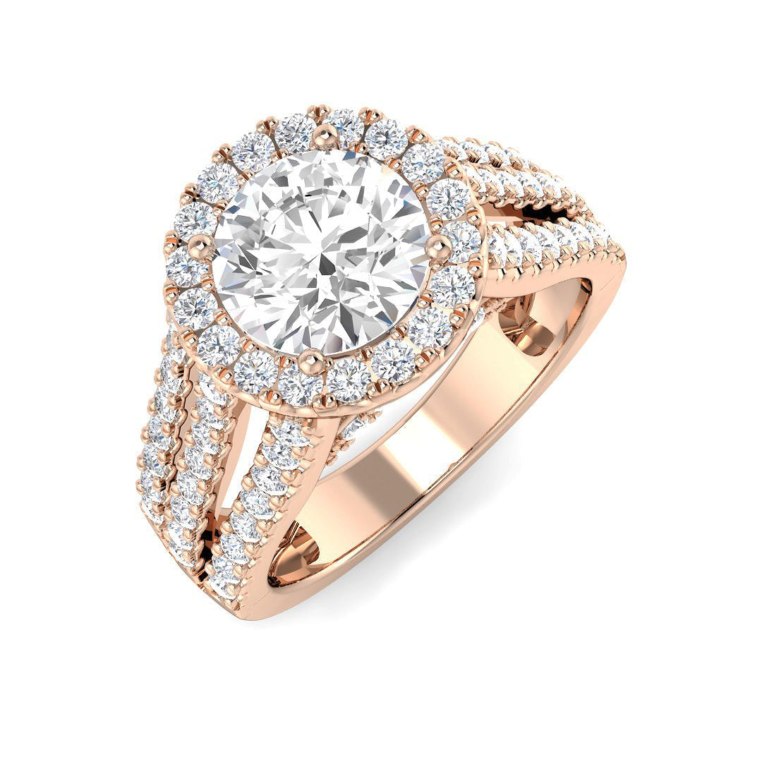 Halo Lab-Grown Diamond Ring 2.4ct–2.67ct – SR4336 – 18k Rose Gold
