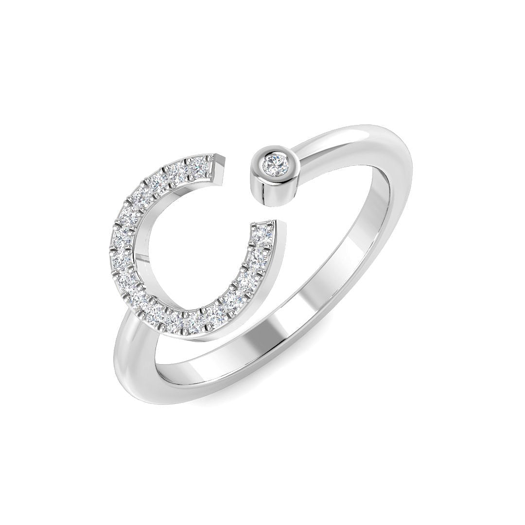 Initials Diamond Ring 0.11ct – SR4350-C – 18k White Gold