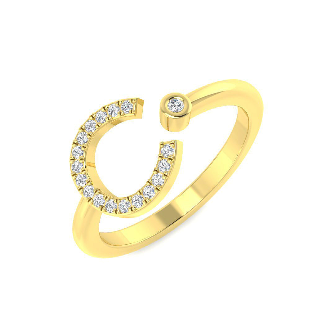 Initials Diamond Ring 0.11ct – SR4350-C – 18k Yellow Gold