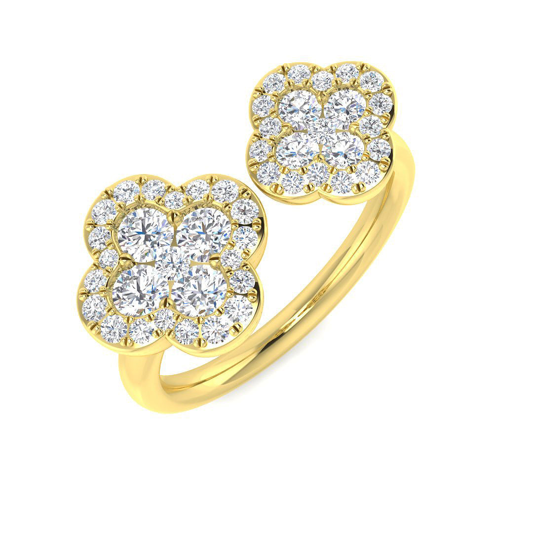 Clover Diamond Ring 0.82ct–0.93ct – SR2905 – 18k Yellow Gold
