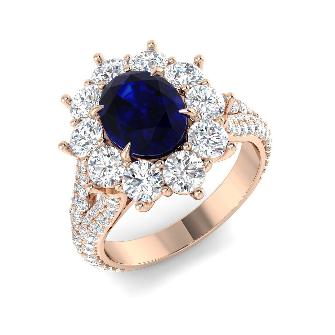 Fancy Lab-Grown Diamond Ring 4.69ct–9.48ct – SR4170~BS – 18k Rose Gold