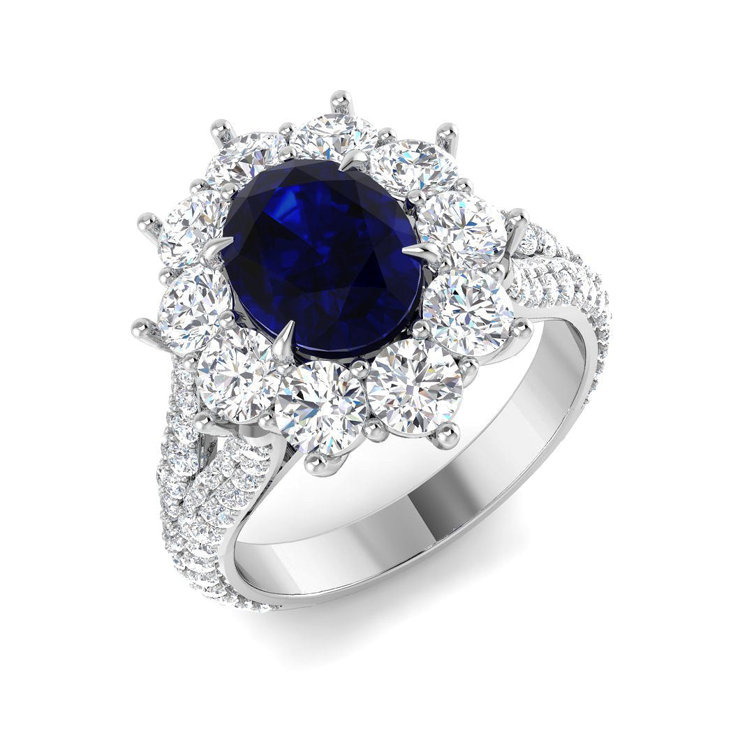 Fancy Lab-Grown Diamond Ring 4.69ct–9.48ct – SR4170~BS – 18k White Gold