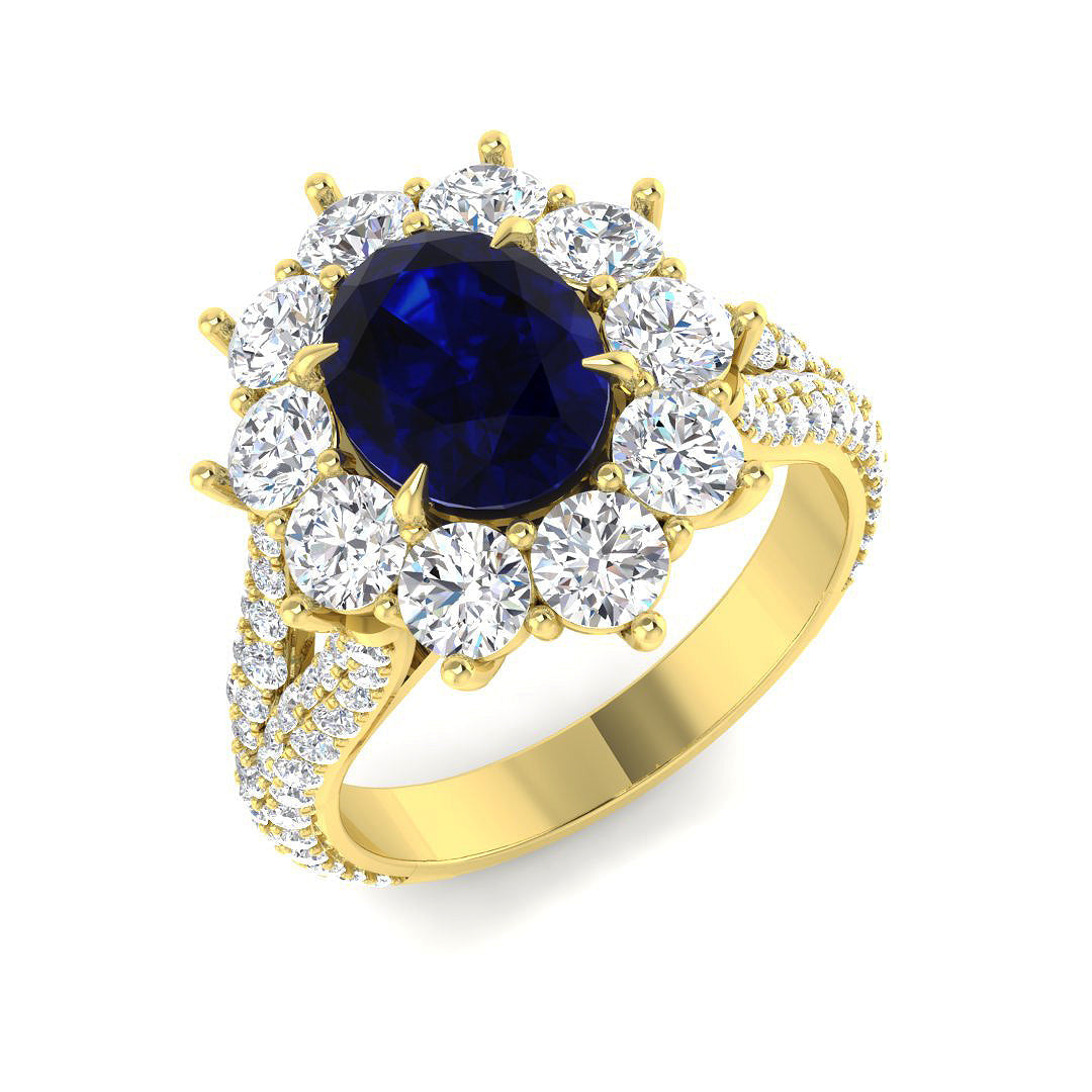 Fancy Lab-Grown Diamond Ring 4.69ct–9.48ct – SR4170~BS – 18k Yellow Gold