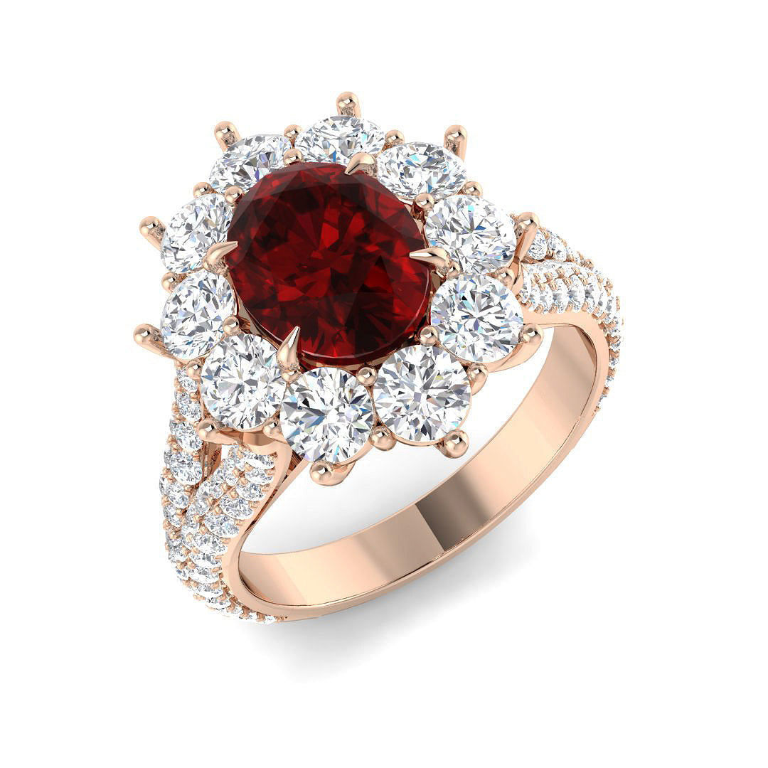 Cluster Lab-Grown Diamond Ring 5.0ct–9.31ct – SR4170~RY – 18k Rose Gold