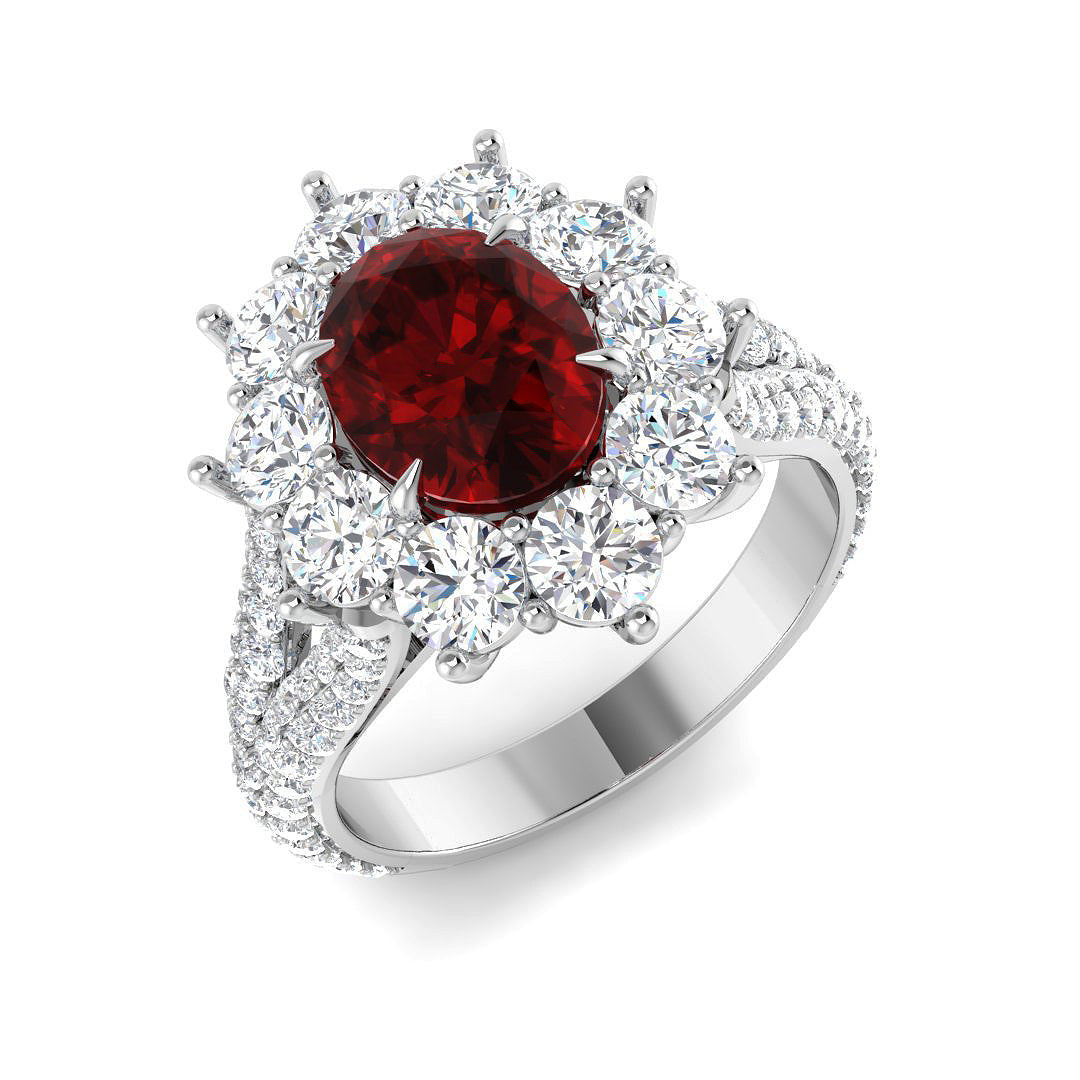 Cluster Lab-Grown Diamond Ring 5.0ct–9.31ct – SR4170~RY – 18k White Gold