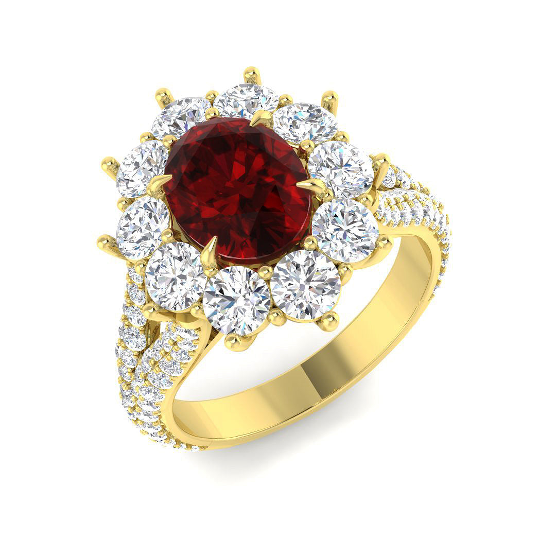 Cluster Lab-Grown Diamond Ring 5.0ct–9.31ct – SR4170~RY – 18k Yellow Gold